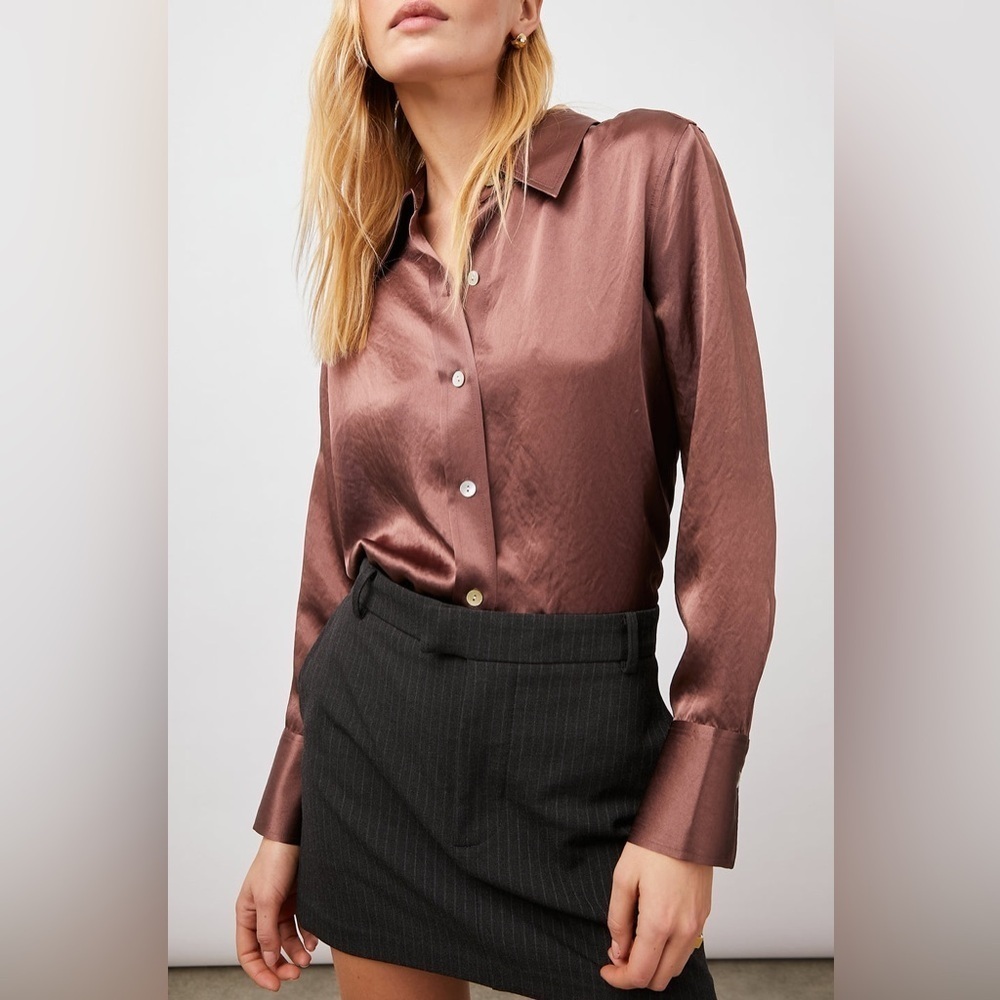 Rails Andrea Top shirt Medium M Nutmeg brown